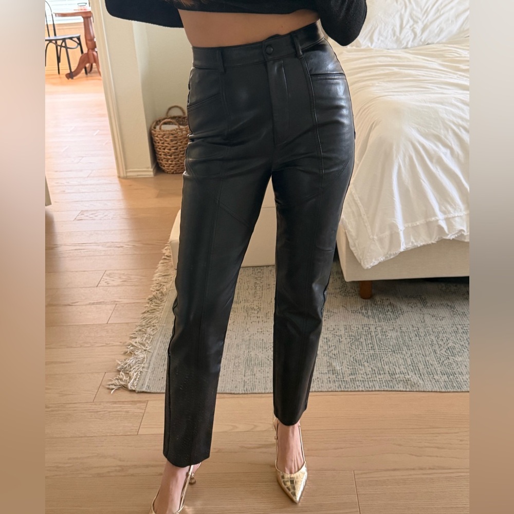 Aritzia Wilfred Black Leather Pants